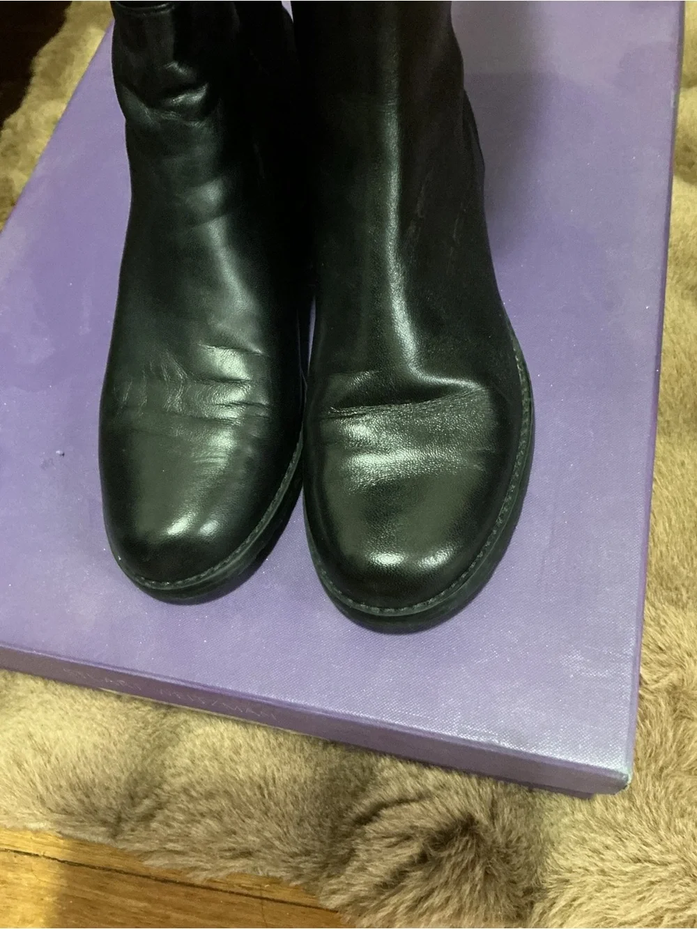 Stuart Weitzman Black Over-The-Knee Leather & Stretch Boots